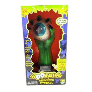 Spooky Time Animated Eyeball Hand Halloween Prop Lights & Sound Brand New